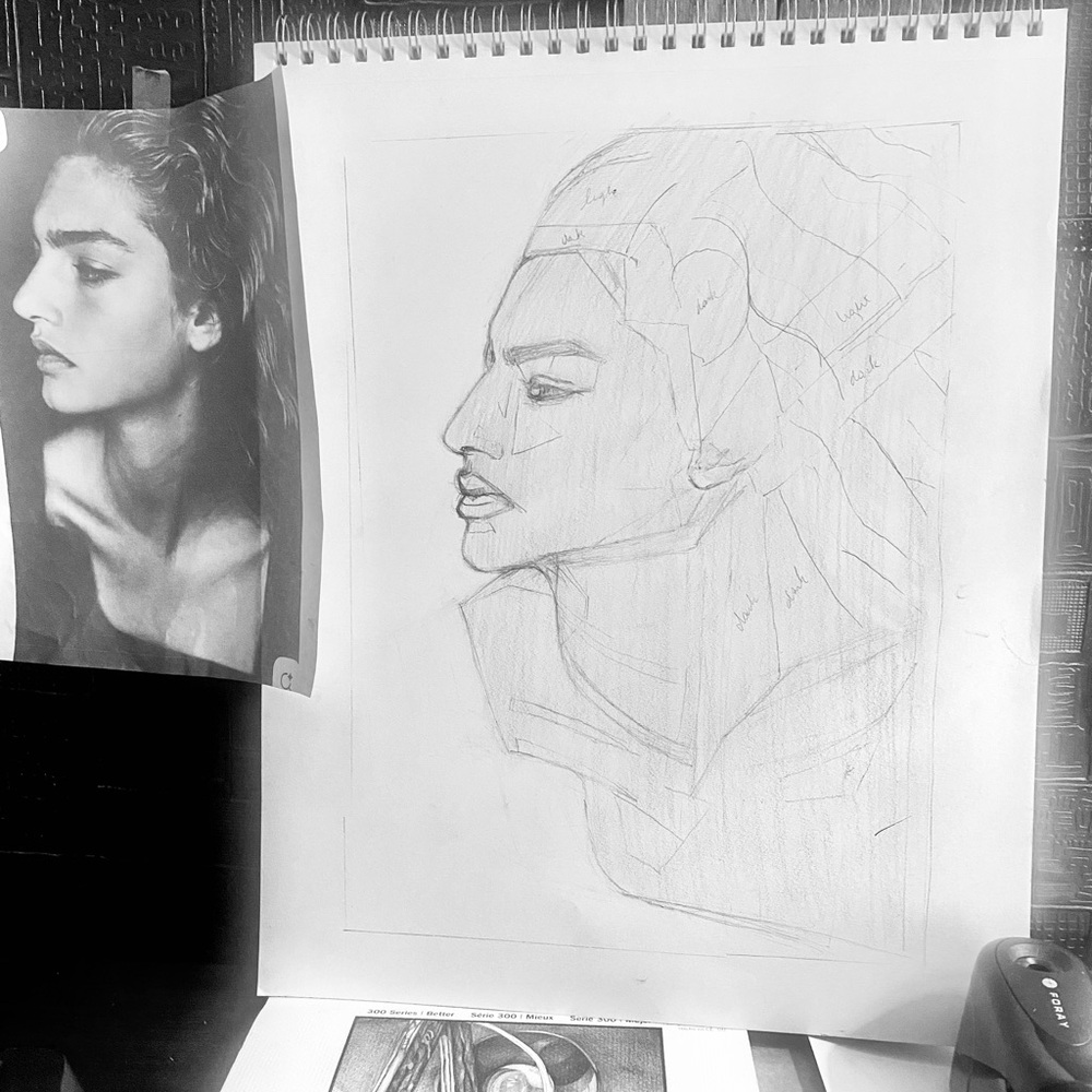 Monochrome Graphite Portrait Drawing - Picture 2 of 4